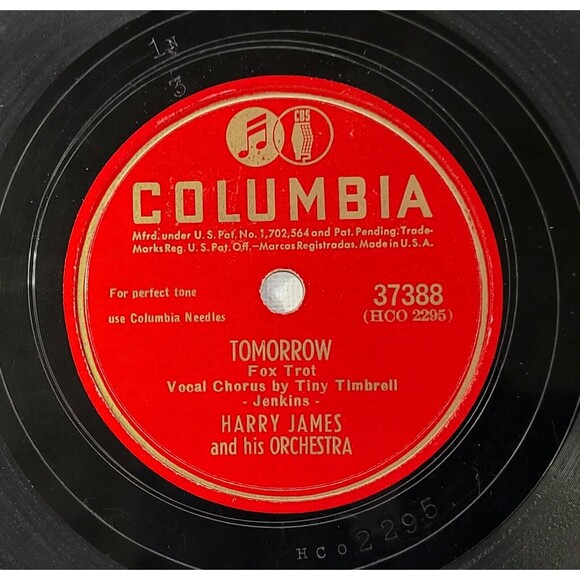 Harry James 78 Something For Nothing / Tomorrow on Columbia 37388 V++ Jazz - Picture 2 of 2
